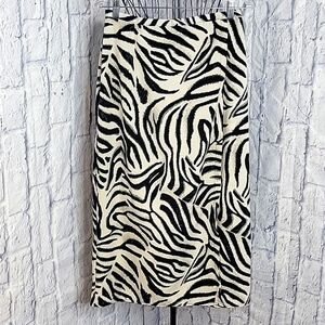 REFLECTIONS Black and White Zebra Print Midi Wrap‎ Skirt Size 14